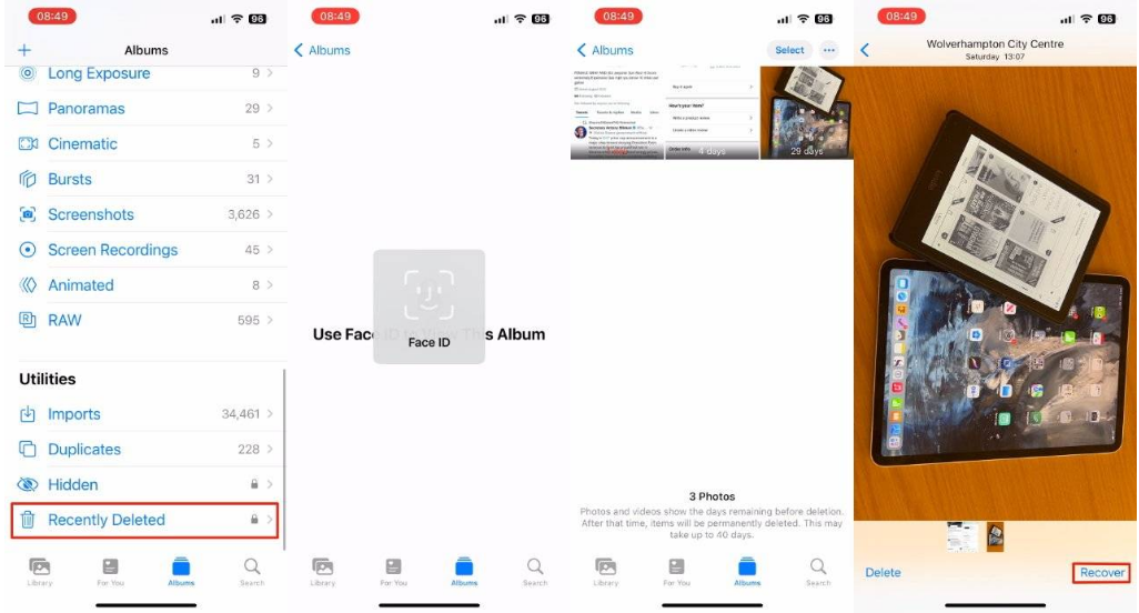长武苹果14维修分享 iPhone14 上恢复已删除的照片 