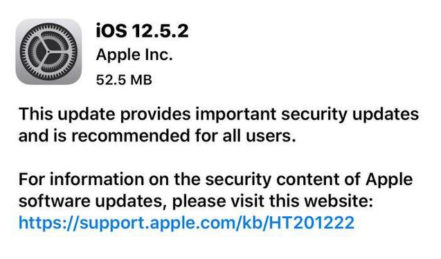 长武苹果手机维修分享iOS12.5.2发布，建议所有老苹果用户安装 